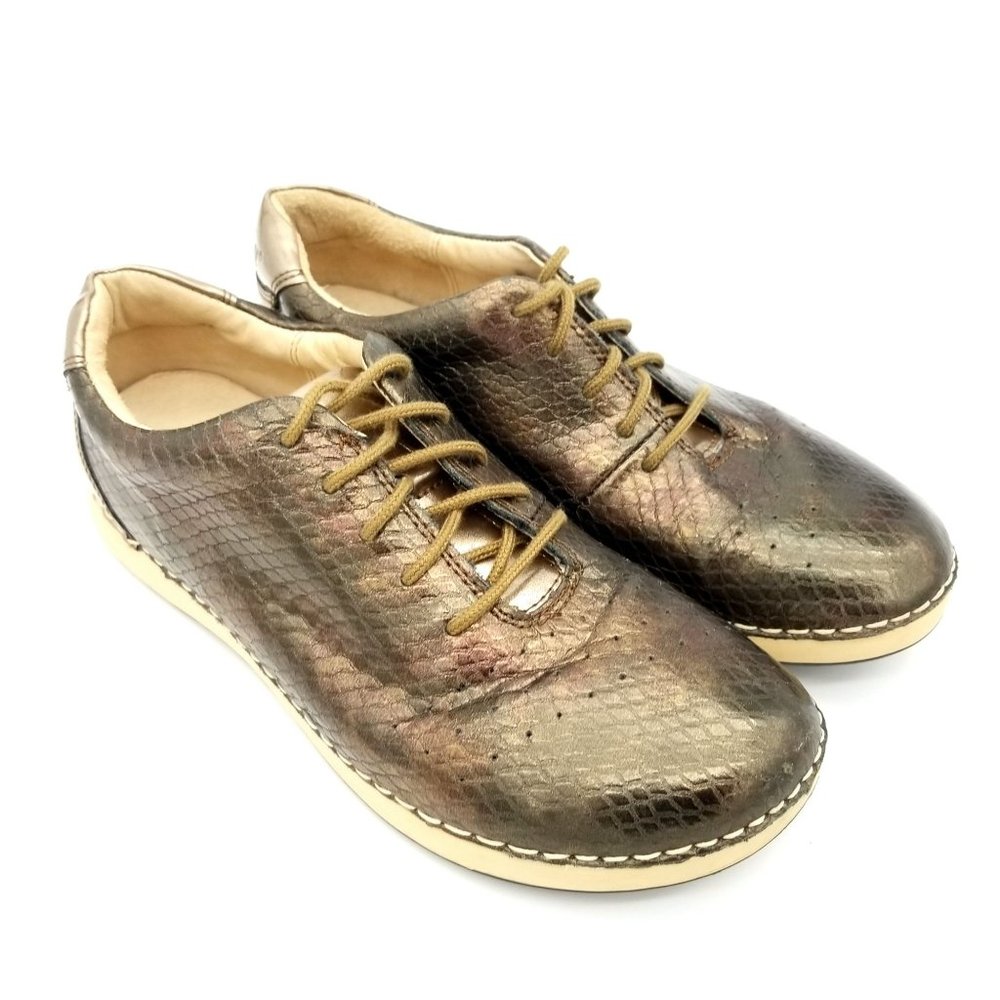 ALEGRIA Comfort Walking Shoes Metallic Animal Print Leather Women's size 37 US 7
